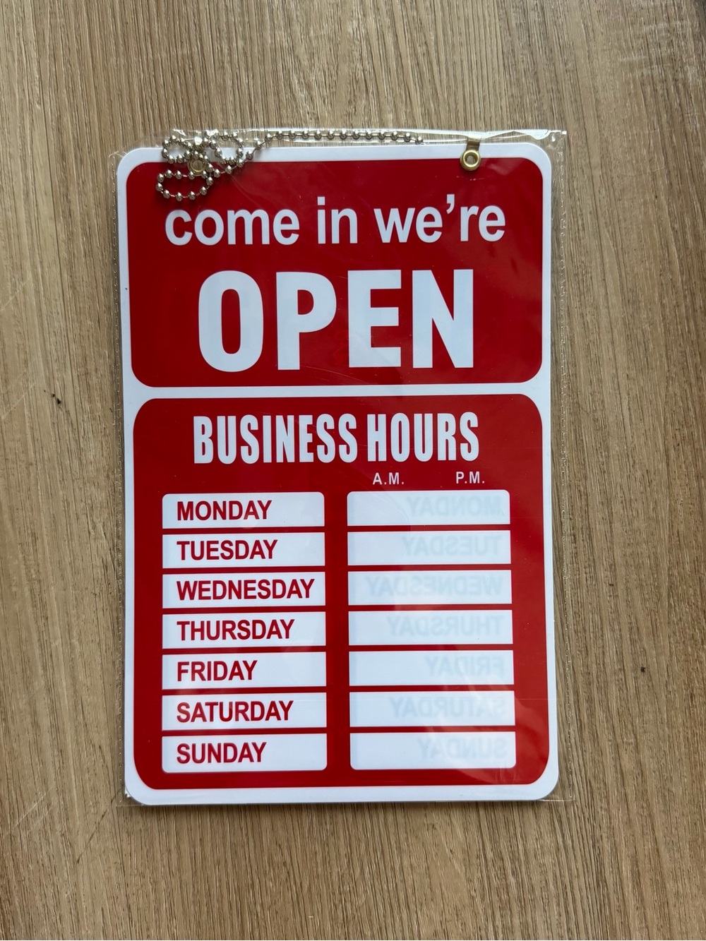 Open Business Hours Sign - Red & White